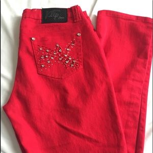 Super fun red stretch jeans.